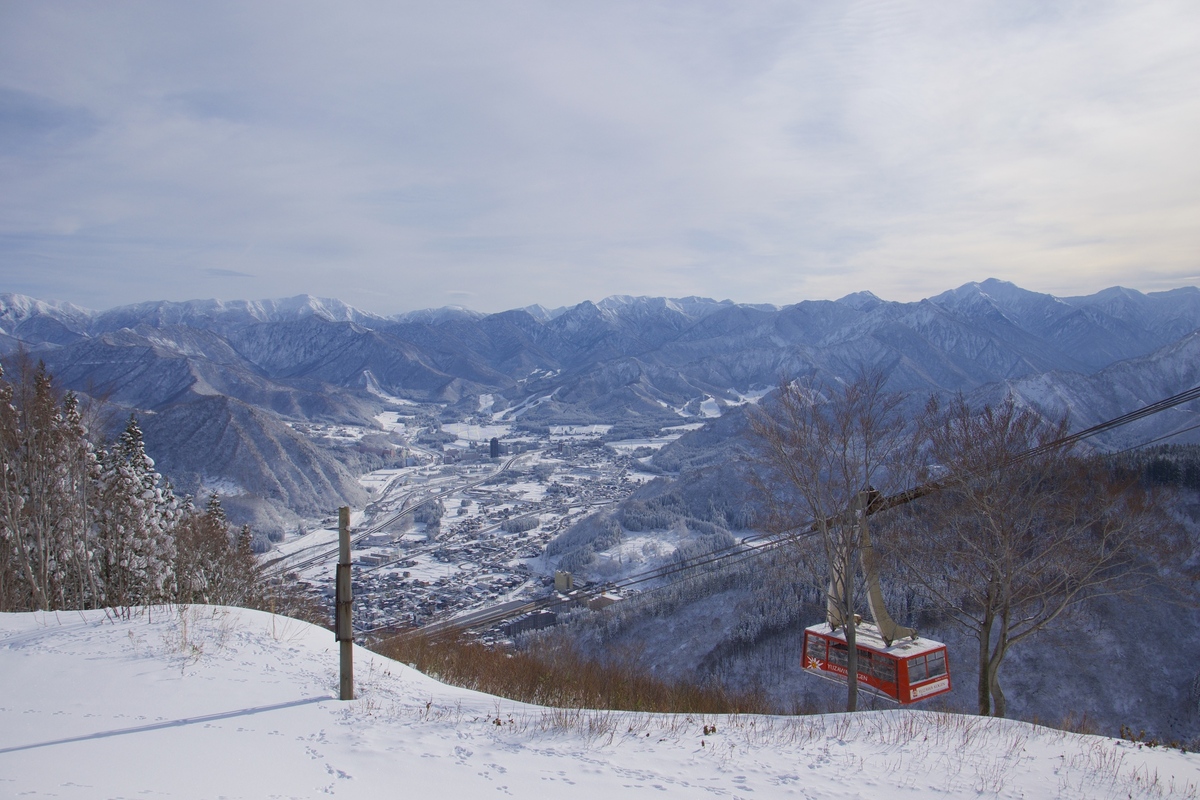 湯澤高原滑雪場的空中纜車與雪景全景視野
