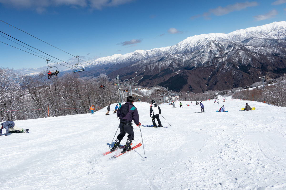滑雪客在GALA湯澤滑雪場滑雪